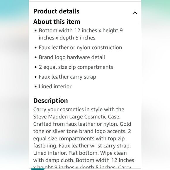 Steve Madden Embossed Logo Double Zip Nylon XL Cosmetic Bag- Blush - Picture 12 of 12